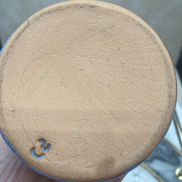 Wheel Thrown Studio Pottery Mug Manatee Powder Blue With Thumb Hold - Signed - Picture 4 of 8